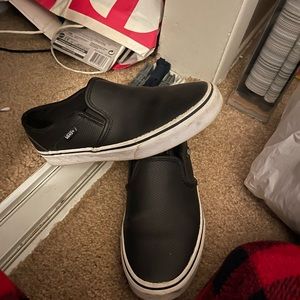 “Leather” slip on vans